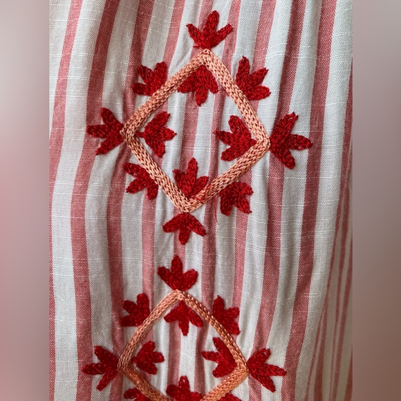 GB Girl Red Pink Stripe Ruffle Sleeve Tunic Dress with Elastic Neckline size M - Picture 9 of 10